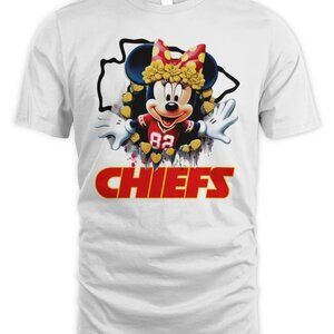 Minnie Mouse Chiefs NFL Cartoon Disney Football Team Graphic Fan T-Shirt 90